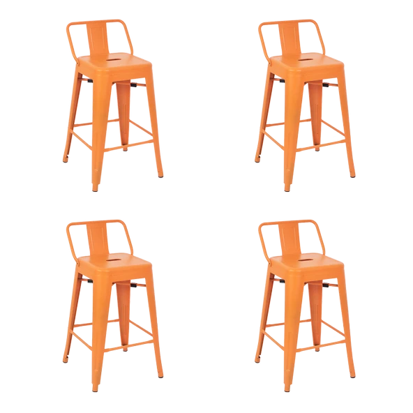 Tolix Sırtlı Yüksek Metal Tabure (4 Adet) - 7