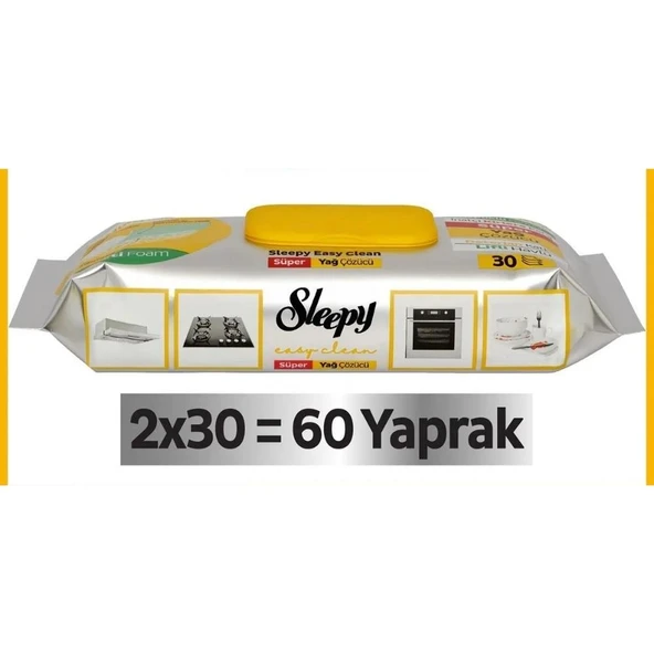 Sleepy Easy Clean Süper Yağ Çözücü Havlu 2x30 (60 Yaprak)