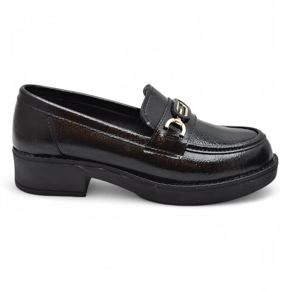 400-7 Rahat Taban Günlük Siyah Rugan Kadın Laofer Ayakkabı Casual Kadın Ayakkabı - 3