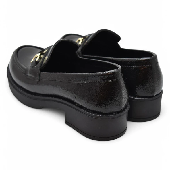 400-7 Rahat Taban Günlük Siyah Rugan Kadın Laofer Ayakkabı Casual Kadın Ayakkabı - 5