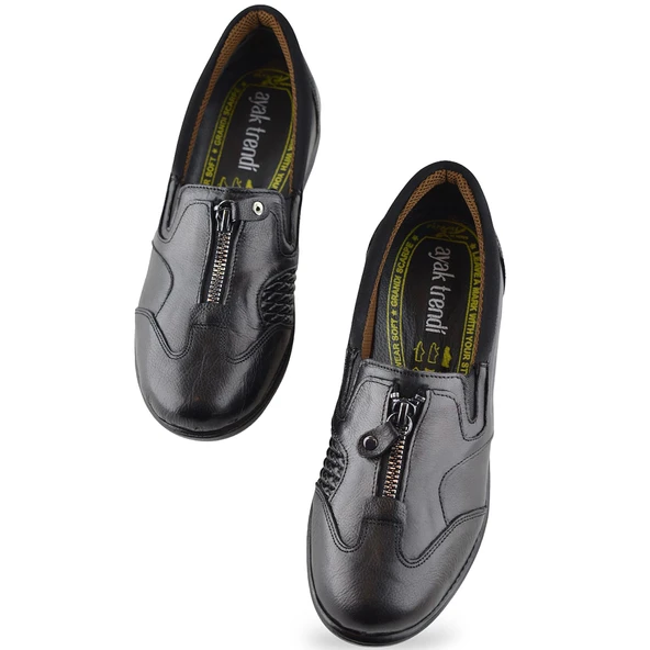 4213 Tam Ortopedik Taban Günlük Hakiki Deri Kadın Ayakkabı Anne Ayakkabısı - 5