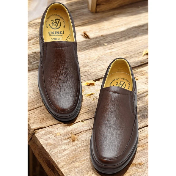 TAB8050 Ortopedik Taban Hakiki Deri Erkek Ayakkabı Mevsimlik Baba Ayakkabısı - 9