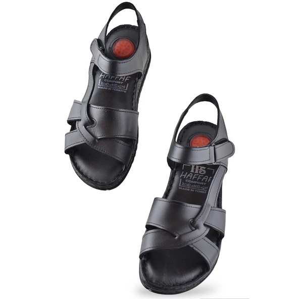 132 Tam Ortopedik Topuk Jelli HAKİKİ DERİ Kadın Sandalet Deri Sandalet - 2