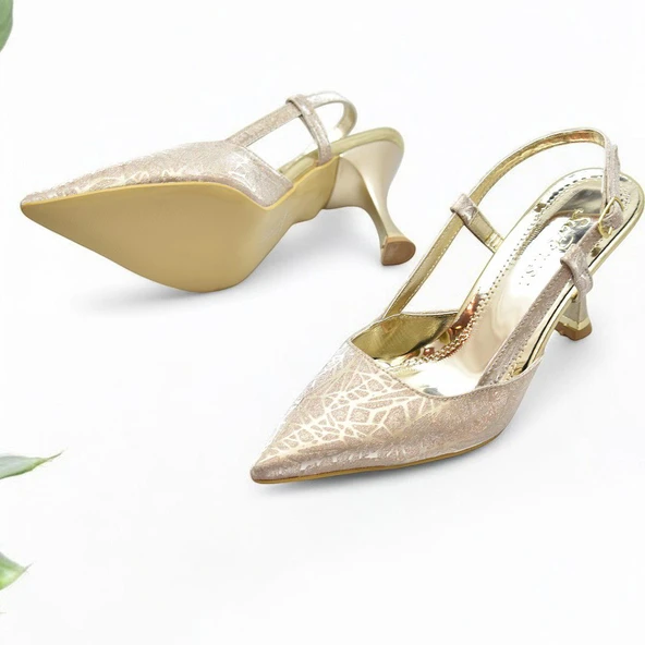 9826 Kadın Topuklu Ayakkabı 8 cm Abiye Düğün Nişan Kına Gecesi Ayakkabısı - 3