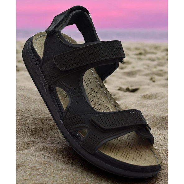 240105 Ortopedik Taban Erkek Sandalet Erkek Cırtlı Sandalet - 6