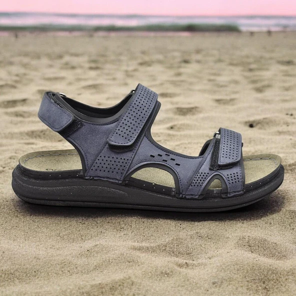 240105 Ortopedik Taban Erkek Sandalet Erkek Cırtlı Sandalet - 12