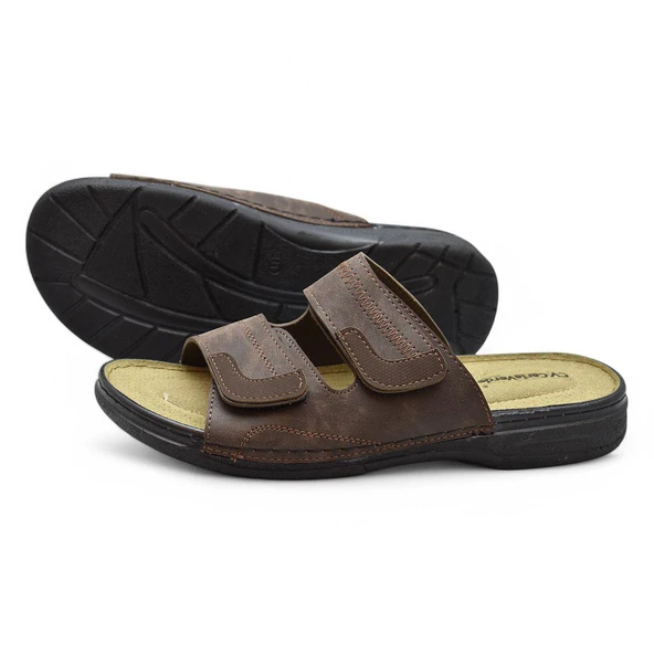 4412 Ortopedik Taban Erkek Terlik Erkek Cırtlı Terlik Sandalet - 3