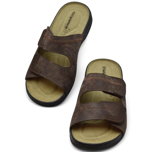 4412 Ortopedik Taban Erkek Terlik Erkek Cırtlı Terlik Sandalet - 4