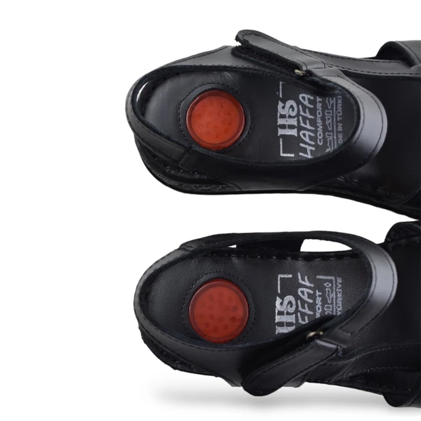 132 Tam Ortopedik Topuk Jelli HAKİKİ DERİ Kadın Sandalet Deri Sandalet - 3