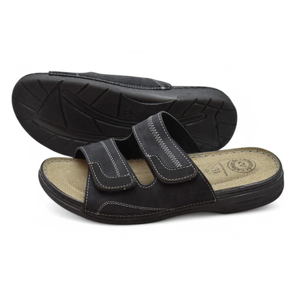 4412 Ortopedik Taban Erkek Terlik Erkek Cırtlı Terlik Sandalet - 8