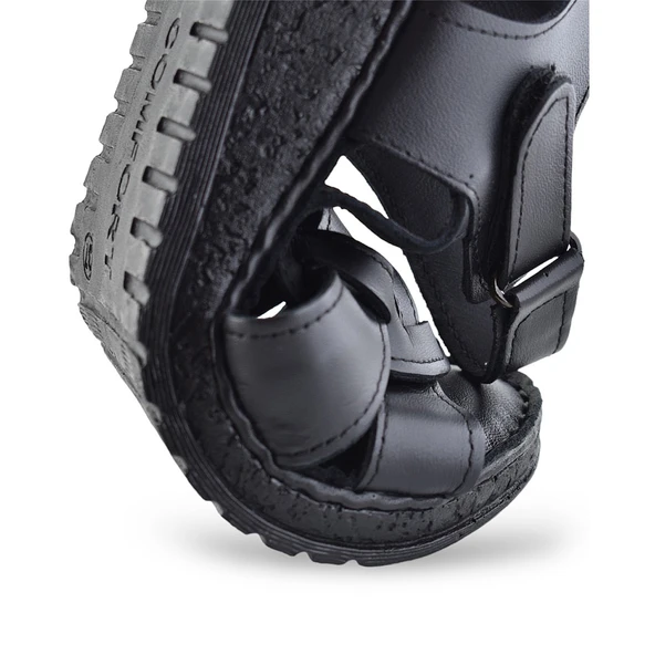 132 Tam Ortopedik Topuk Jelli HAKİKİ DERİ Kadın Sandalet Deri Sandalet - 5