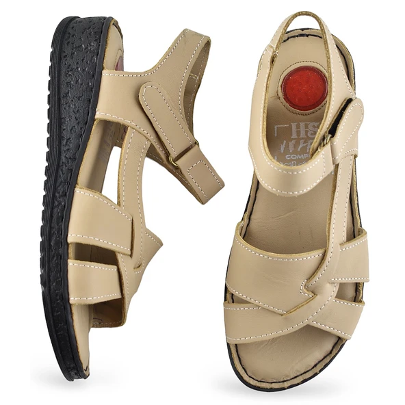 132 Tam Ortopedik Topuk Jelli HAKİKİ DERİ Kadın Sandalet Deri Sandalet - 11