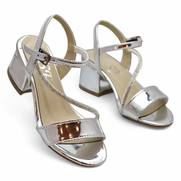 387 Abiye Kız Çocuk Topuklu Ayakkabı Kız Çocuk Nişan Abiye Ayakkabı Açık Çocuk Sandalet - 6