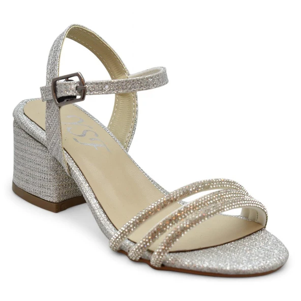 382 Abiye Kız Çocuk Topuklu Ayakkabı Kız Çocuk Nişan Abiye Ayakkabı Açık Çocuk Sandalet - 10