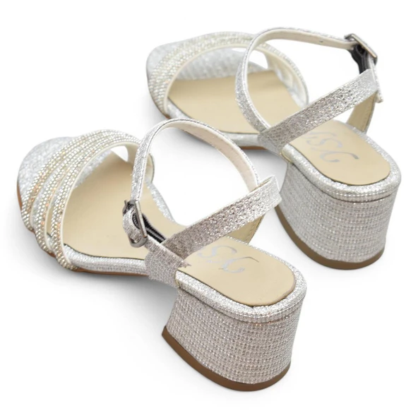 382 Abiye Kız Çocuk Topuklu Ayakkabı Kız Çocuk Nişan Abiye Ayakkabı Açık Çocuk Sandalet - 9