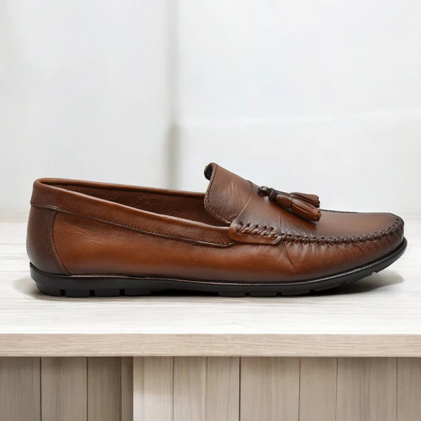 TAB3298 Esnek Rahat Taban Lacivert Hakiki Deri Erkek Ayakkabı Yazlık Casual Laofer Erkek Tımbırlent Ayakkabı - 2