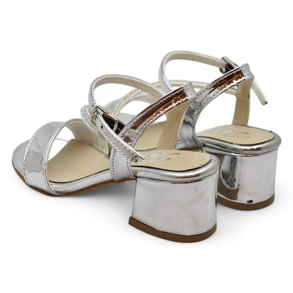 387 Abiye Kız Çocuk Topuklu Ayakkabı Kız Çocuk Nişan Abiye Ayakkabı Açık Çocuk Sandalet - 9