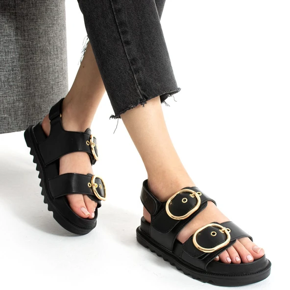 301L Ortopedik Taban Kadın Sandalet Günlük Kalın Taban Kadın Sandalet Terlik