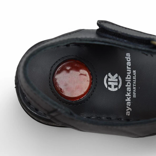 204 TAM ORTOPEDİK Hakiki Deri Kadın Sandalet Topuk Jel Taban Kadın Deri Sandalet - 5