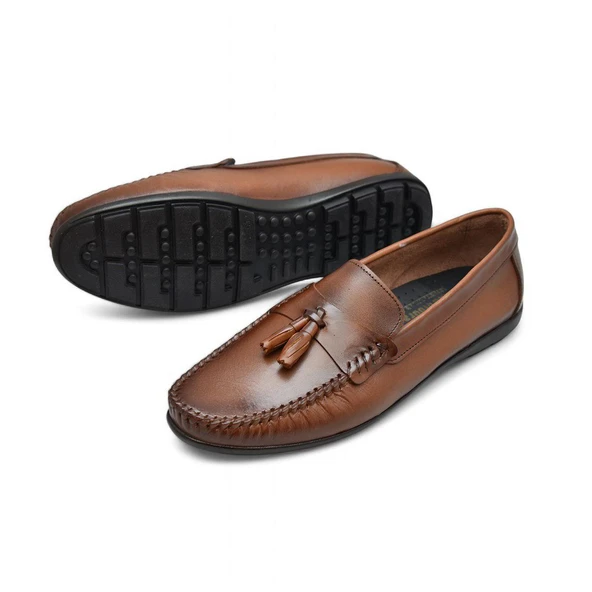 TAB3298 Esnek Rahat Taban Lacivert Hakiki Deri Erkek Ayakkabı Yazlık Casual Laofer Erkek Tımbırlent Ayakkabı - 3