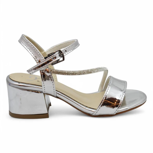 387 Abiye Kız Çocuk Topuklu Ayakkabı Kız Çocuk Nişan Abiye Ayakkabı Açık Çocuk Sandalet - 7