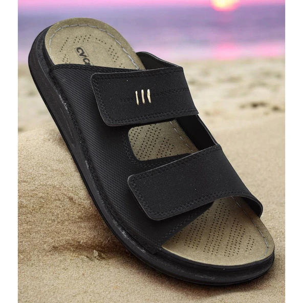 241115  Ortopedik Taban Erkek Terlik Erkek Cırtlı Terlik Sandalet - 5