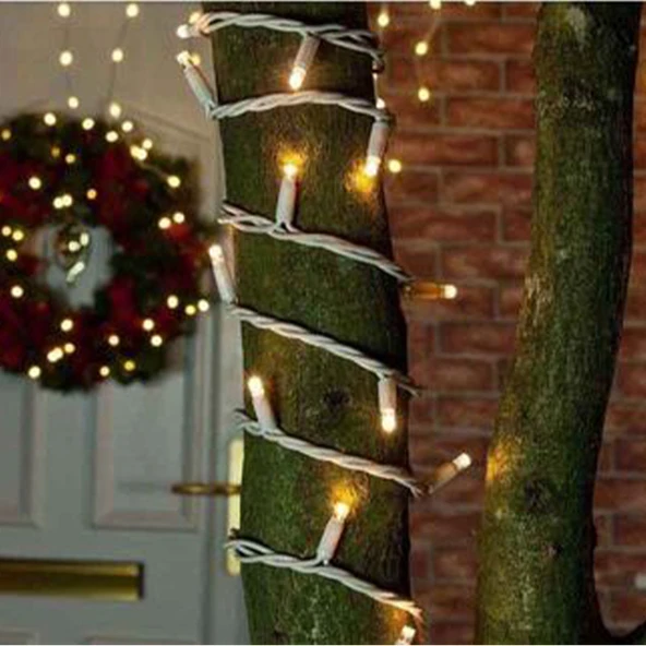 Yılbaşı aydınlatması hareketli flash LED saçak sarkıt Perde dış mekan hortum Sıcak Beyaz Işık Dekoratif 2mt. beyaz kablolu Süs - 5