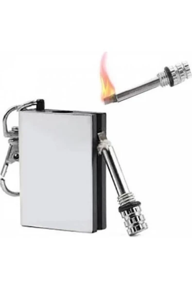Benzinli Çakmak Metal Kibrit Magnezyum Çubuğu Anahtarlık - 2