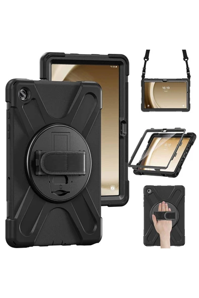 SWORD Samsung Tab A9 Plus X210 11 Inç Uyumlu Kılıf Defender Askılı Zırh Tank Tablet Arka Kapak