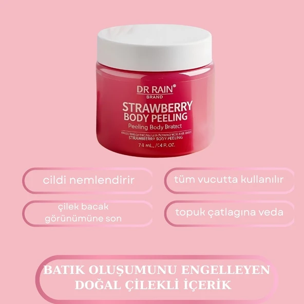 DR.RAİN EL AYAK VUCUT PEELİNG ÇİLEK ÖZLÜ TUZ PEELİNG NEMLENDİRİCİ ARINDIRICI 300 ML