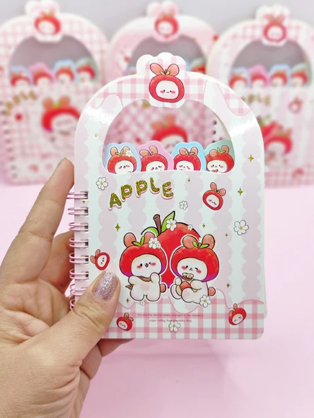 Apple Elma Tavşan Ayraçlı A6 Not Defteri (10x15 cm) - Tatlı Tavşanlar - 2