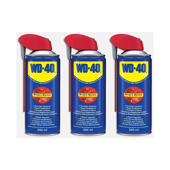 3 Adet Wd 40 Smart Straw Akıllı Kaybolmayan Pipetli Pas Sökücü Yağlayıcı 350 ml