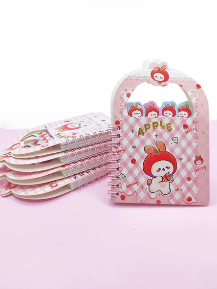 Apple Elma Tavşan Ayraçlı A6 Not Defteri (10x15 cm) - Parti Tavşan