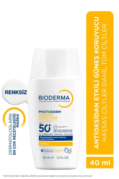 BIODERMA Photoderm XDefense Spf50+ Tüm Cilt Tipleri Antioksidan Etkili Akışkan Güneş Kremi Renksiz 40 ml 3701129813614