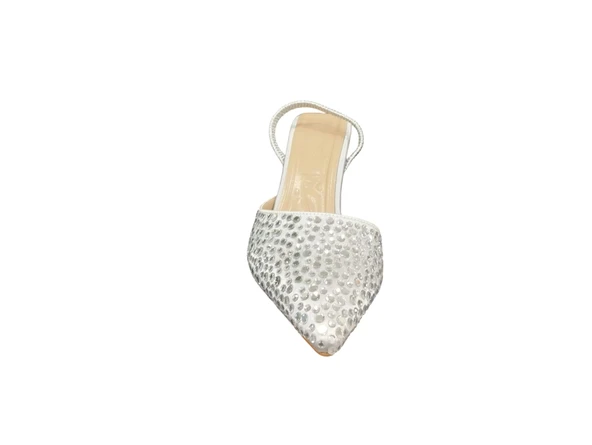 Ventes 878113Z Bilekten Lastikli 6 cm Kadeh Topuk Taş İşlemeli Kadın Şık Topuklu Abiye Terlik Ayakkabı - 3