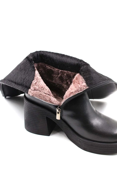 Hakiki Deri Kürklü  Kadın Klasik Çizme 217YZA660-03 - Resim 4