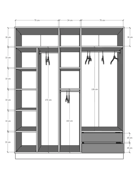 5 Kapaklı Gardırop 180cm - 12