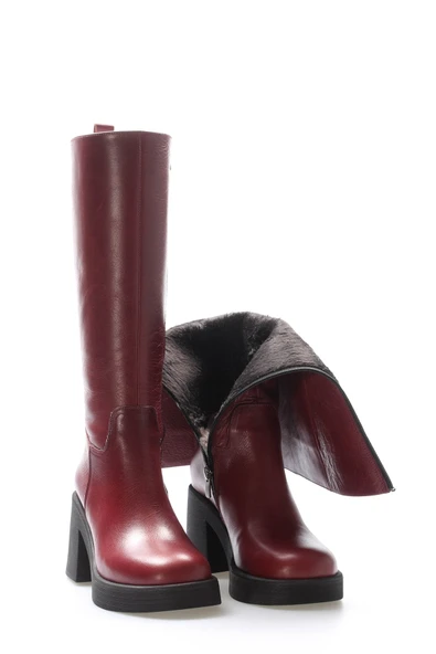 Hakiki Deri Kürklü  Kadın Klasik Çizme 217YZA660-03 - Resim 9