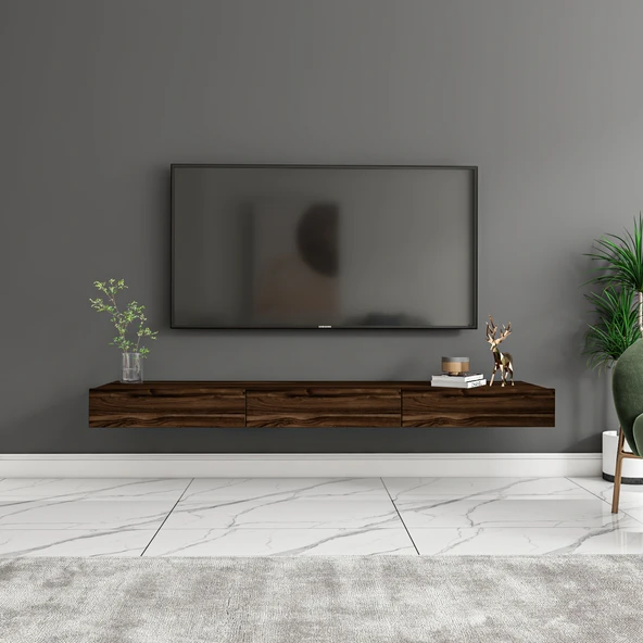 Avalon Duvara Monte TV Sehpası – 140 cm, Modern Minimal Tasarım, Ceviz TV Ünitesi - 2