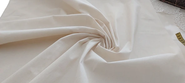 %100 Pamuk Ham Bez Kumaş – Amerikan Bezi – 220cm En – Naturel, Punch, Nakış ve Çanta Yapımına Uygun - 4