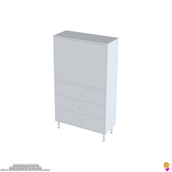 Modilayn İLKİM 75 x 138 x 32,5 cm' lik Kapak İçi Çift Raflı ve 3 Çekmeceli Düzen Harikası Dolap - 6