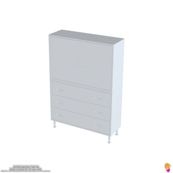 Modilayn İLKİM 90 x 138 x 32,5 cm' lik Kapak İçi Çift Raflı ve 3 Çekmeceli Düzen Harikası Dolap - 6