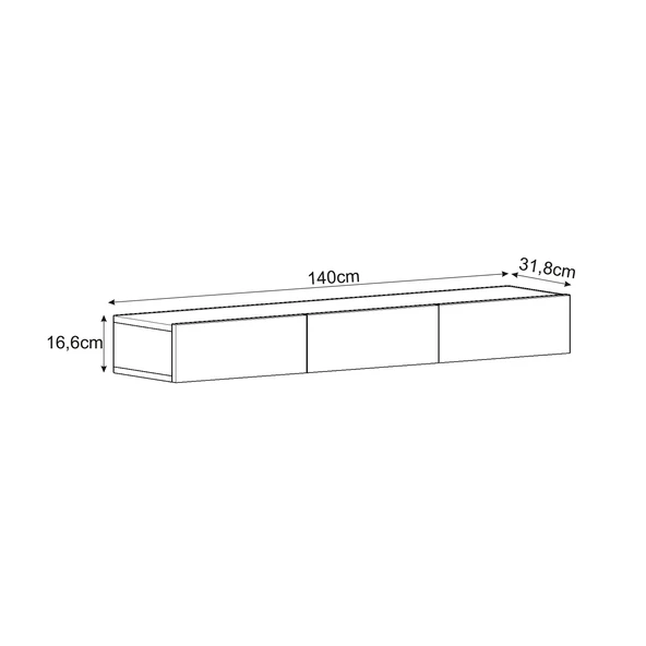 Avalon Duvara Monte TV Sehpası – 140 cm, Modern Minimal Tasarım,Beyaz TV Ünitesi - 5