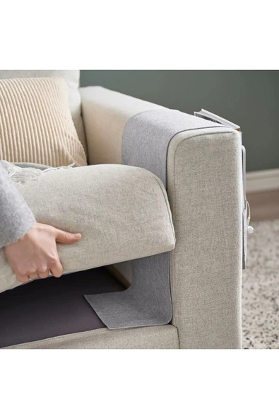 Premium Ürün Kaliteli Koltuk Kenarı Kumandalık 95x25 Cm Cepli Kolçak Kılıfı Gri Düzenleyici - Resim 4