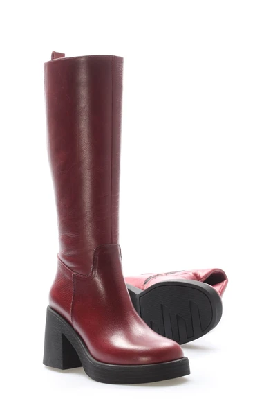 Hakiki Deri Kürklü  Kadın Klasik Çizme 217YZA660-03 - Resim 8