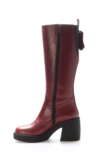 Hakiki Deri Kürklü  Kadın Klasik Çizme 217YZA660-03 - Resim 7