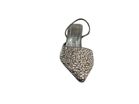 Ventes 878113Z Bilekten Lastikli 6 cm Kadeh Topuk Taş İşlemeli Kadın Şık Topuklu Abiye Terlik Ayakkabı - 7