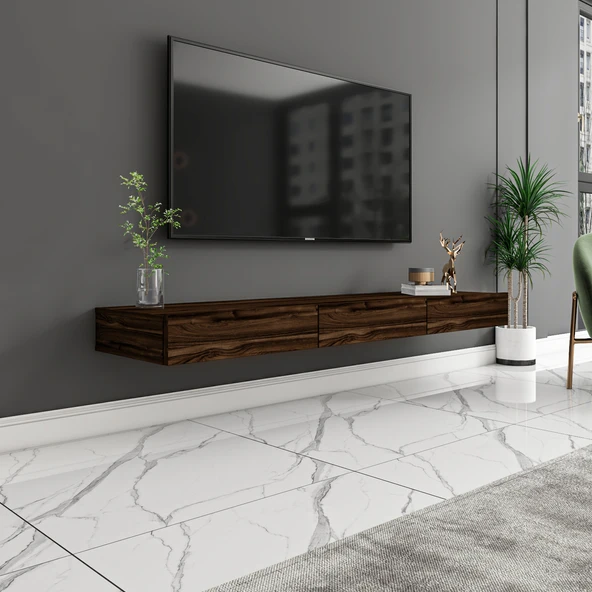 Avalon Duvara Monte TV Sehpası – 140 cm, Modern Minimal Tasarım, Ceviz TV Ünitesi