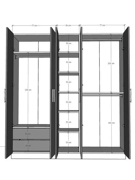 5 Kapaklı Gardırop 200cm - 12