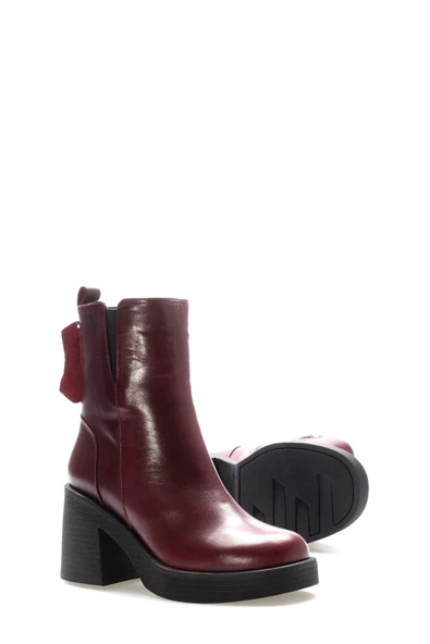 Hakiki Deri Kürklü  Kadın Kalın Topuklu Bot 217KZA0657-03 - Resim 11